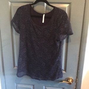 Navy Blue Lace Top